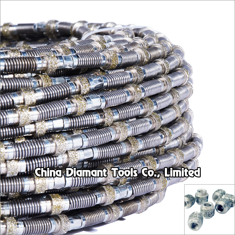 Diamond wire saw for marble quarry cutting with electroplated diamond beads