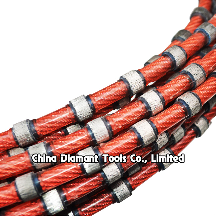 Diamond wire saw for marble block squaring and slab cutting