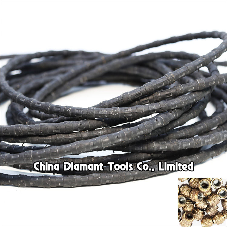 Diamond wire saw for concrete steel metal structure cutting with vacuum brazed diamond beads